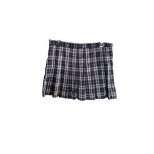 Fashion & dust navy plaid plus size pleated miniskirt size 3X